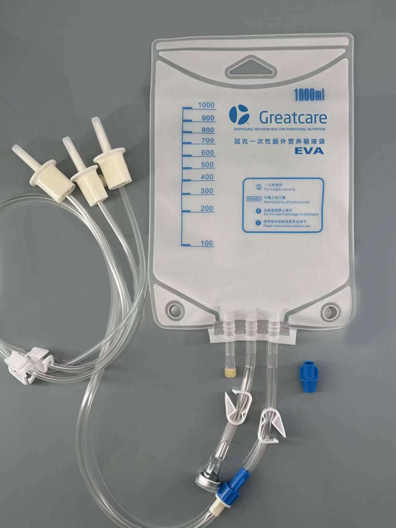 Parenteral elikadurarako infusio poltsa botagarria